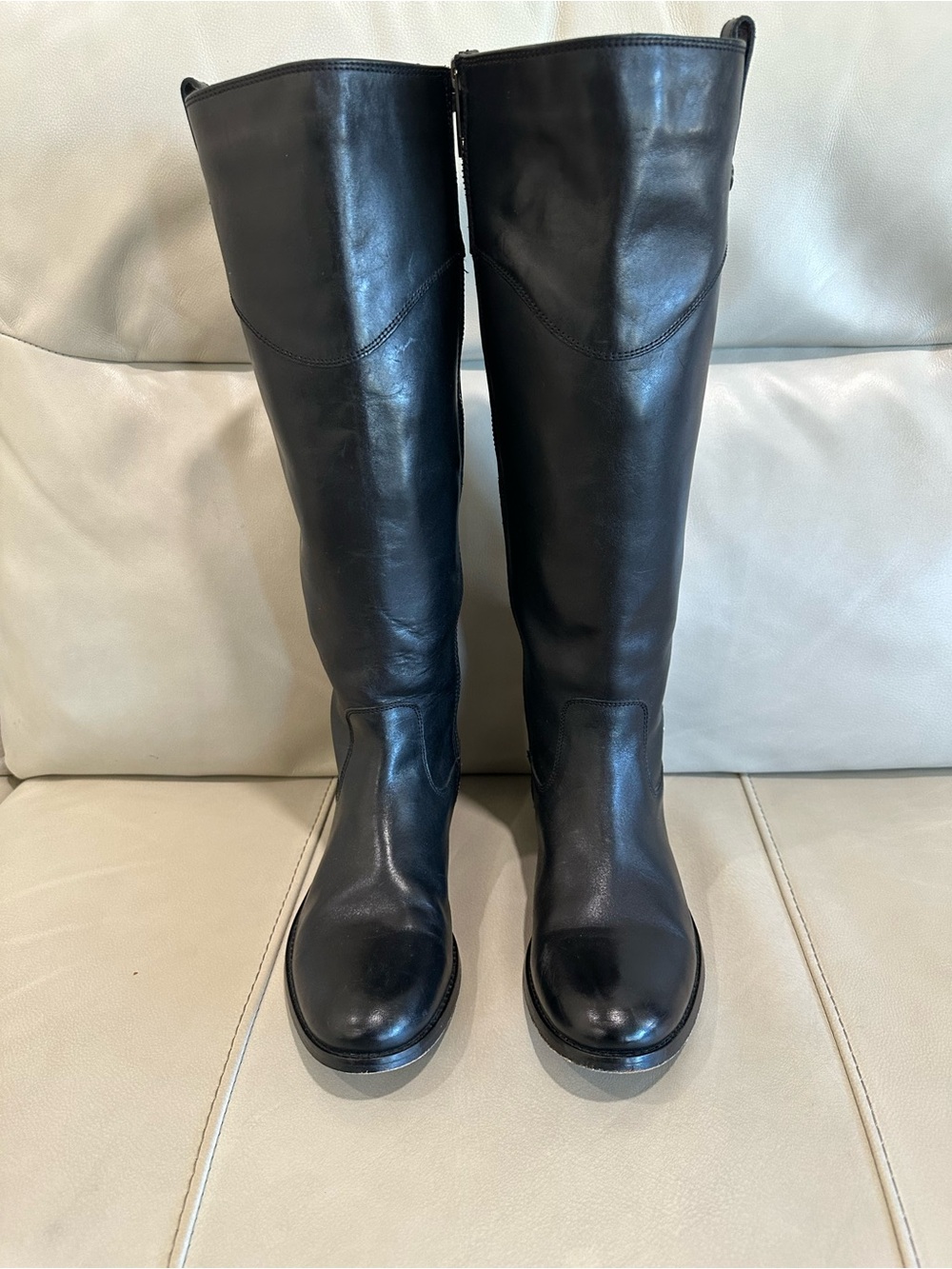 FRYE Melissa Tab Black Vintage Leather Tall Zip Riding Boots